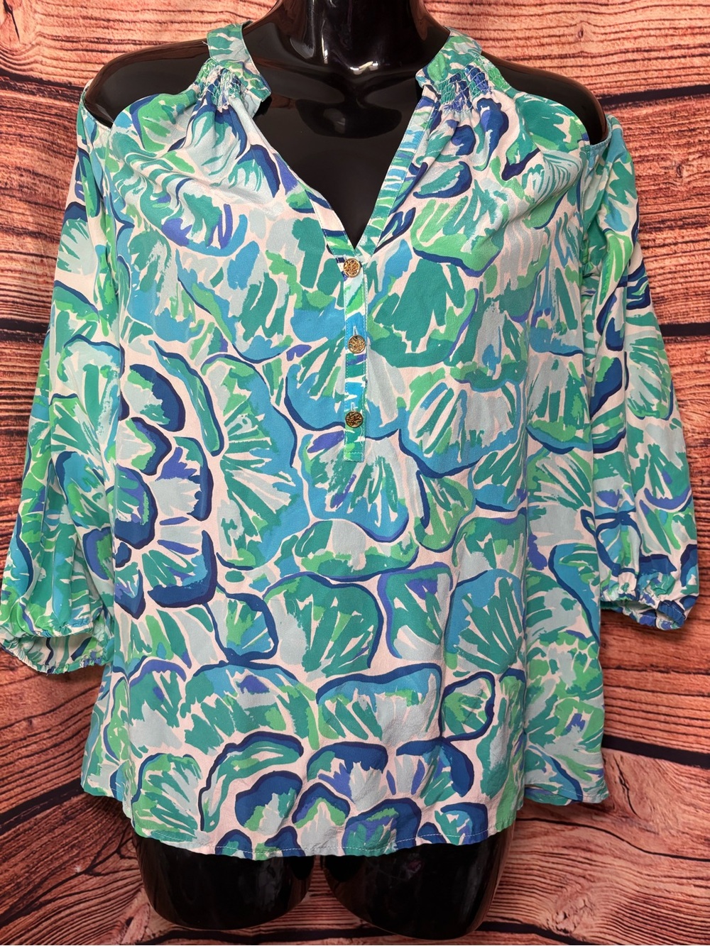 Lilly Pulitzer Elsa Cold Shoulder Silk Blouse
